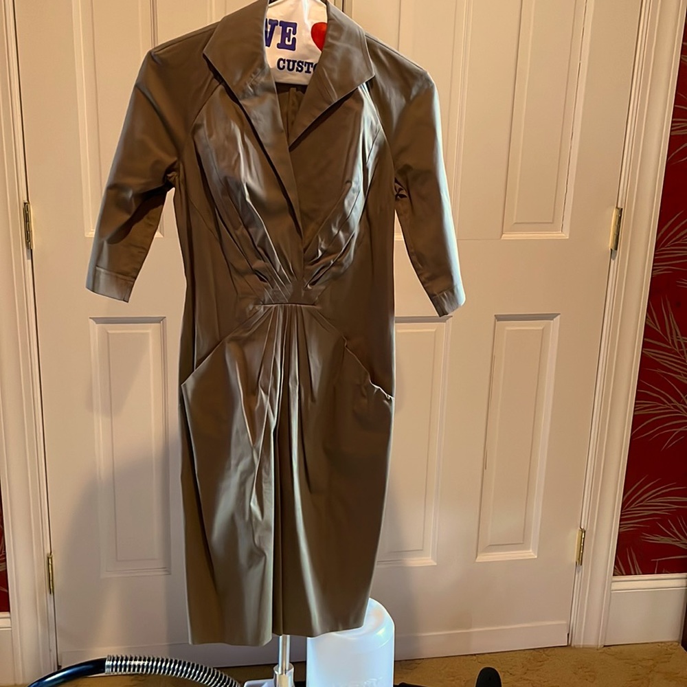 Lafayette 148 khaki dress with adjustable sleeves